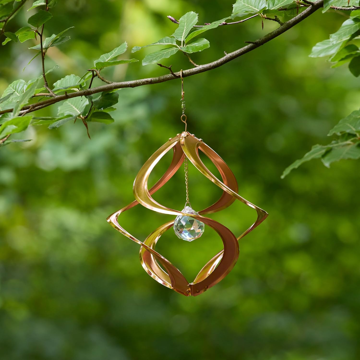 Red Carpet Studios The Original Cosmix Helix Wind Spinner Indoor/Outdoor Hanging Art, 11" Tall, Copper with Blue Planet