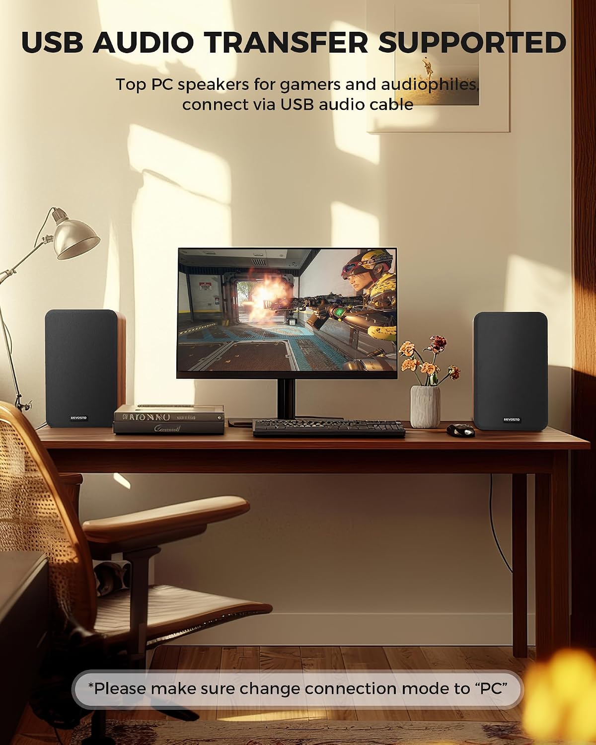 Active Bookshelf Speakers 36W RMS - BT 5.4 Wireless Speaker with 5 Inch Woofer, Silk Dome Tweeter PC Speakers - USB Digital Audio Studio Monitors Bass & Treble Adjust AUX Input for Record Player TV