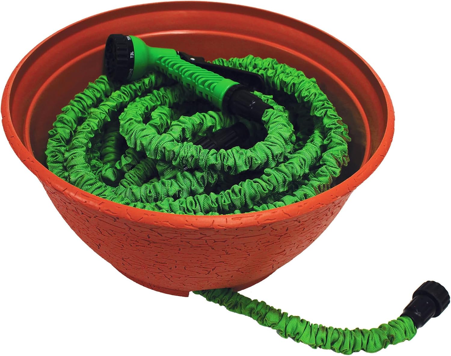 EMSCO Expandable Hose Hider – Expandable Hose Storage Pot – Rustic Terra Cotta