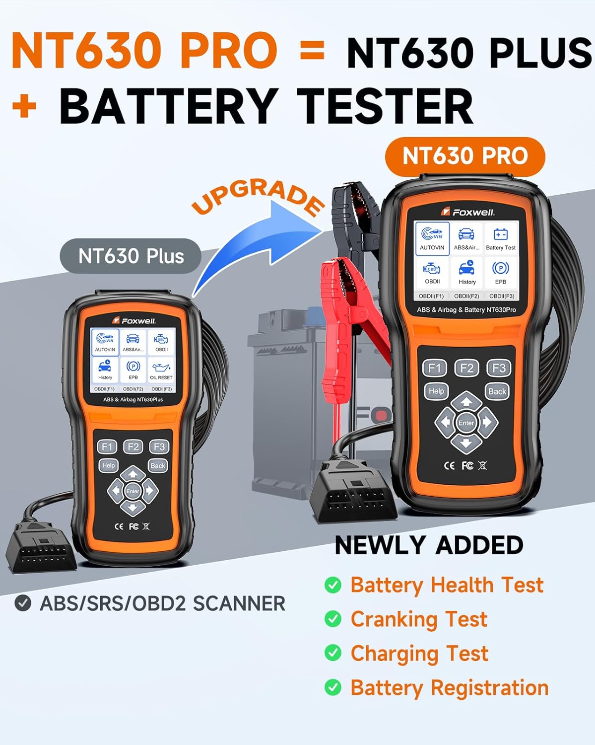 FOXWELL NT630 Plus ABS/SRS OBD2 Scanner, ABS Auto Bleed, Oil EPB SAS Resets