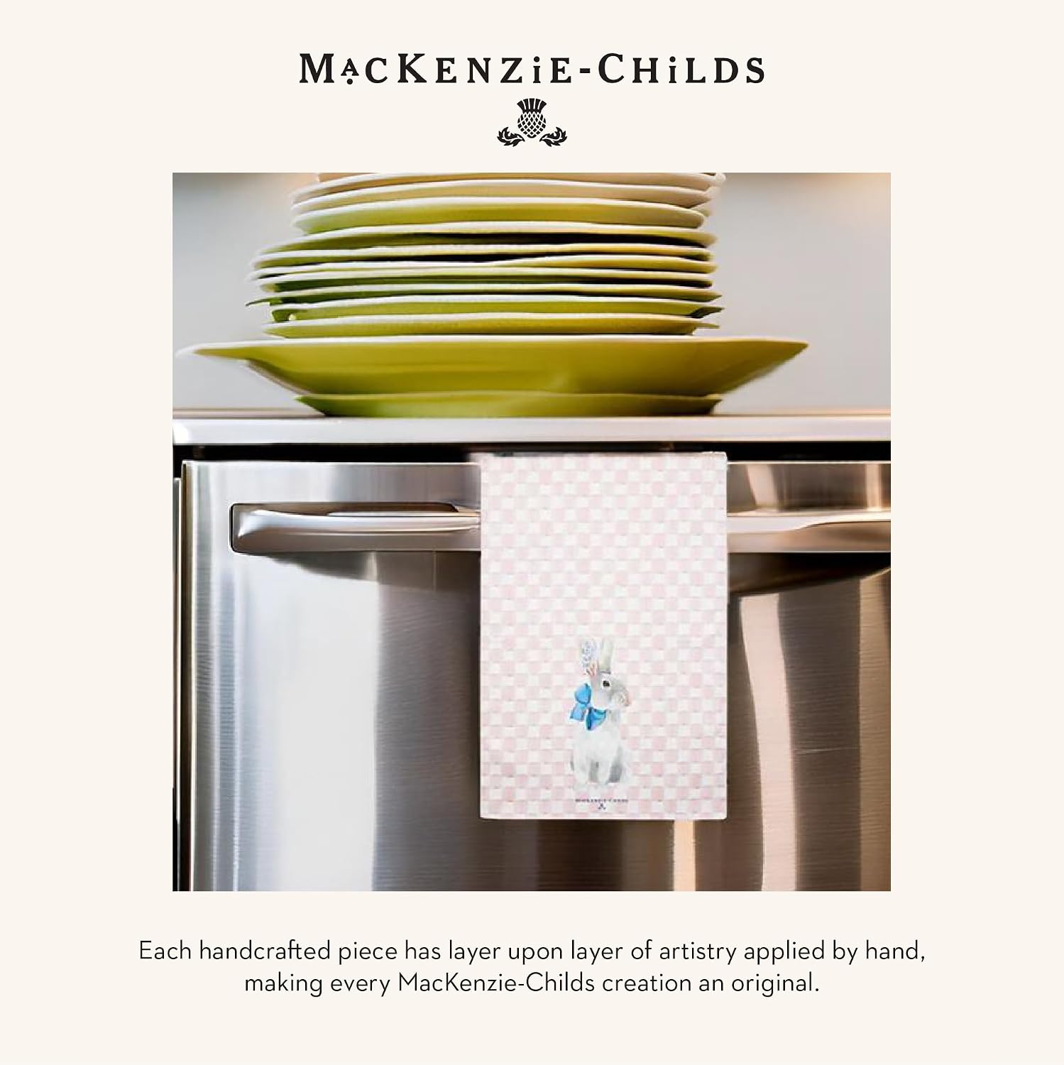 MACKENZIE-CHILDS Cotton Dish Towel, Hydrangea Tea Kettle