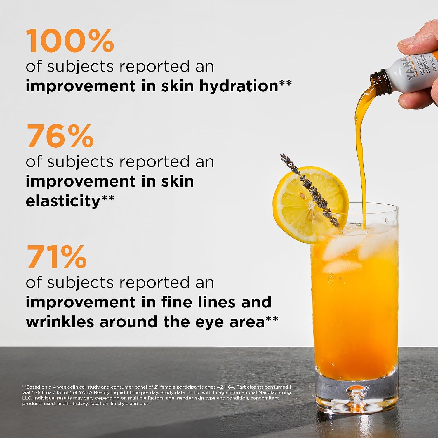 IMAGE Skincare, YANA Liquid Collagen Shots, 28 Daily Shots | 2500 mg Hydrolyzed Bovine Collagen Peptide Supplement with Biotin, Natural Citrus Flavor