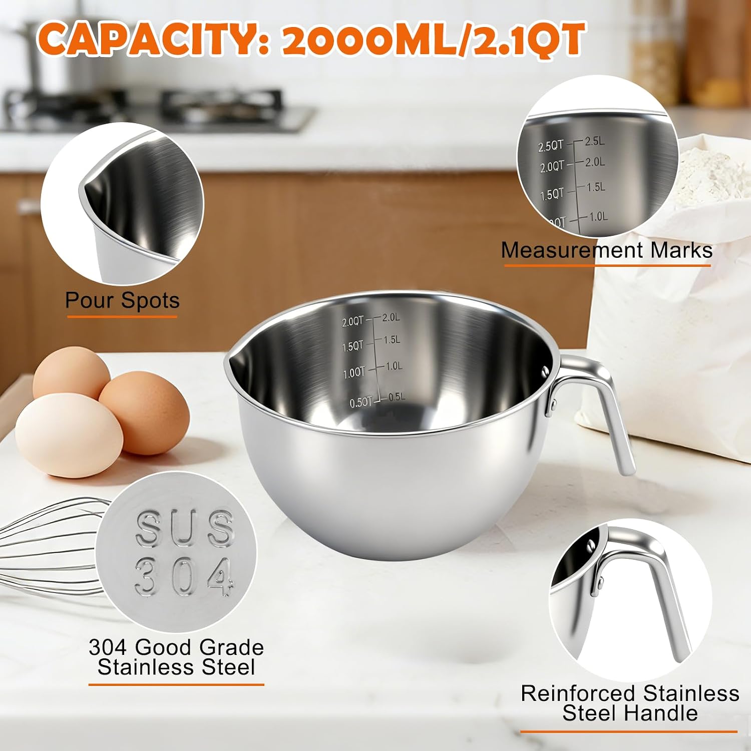 Stainless Steel Double Boiler Melting Pot, Double Boilers for Stove Top