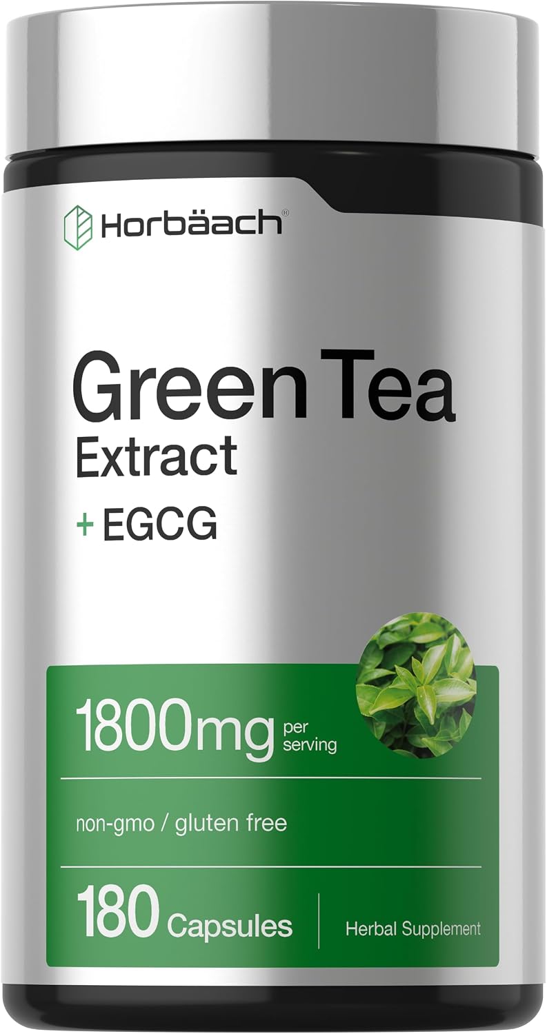 Horbäach EGCG Green Tea Extract Pills | 180 Capsules | Max Potency