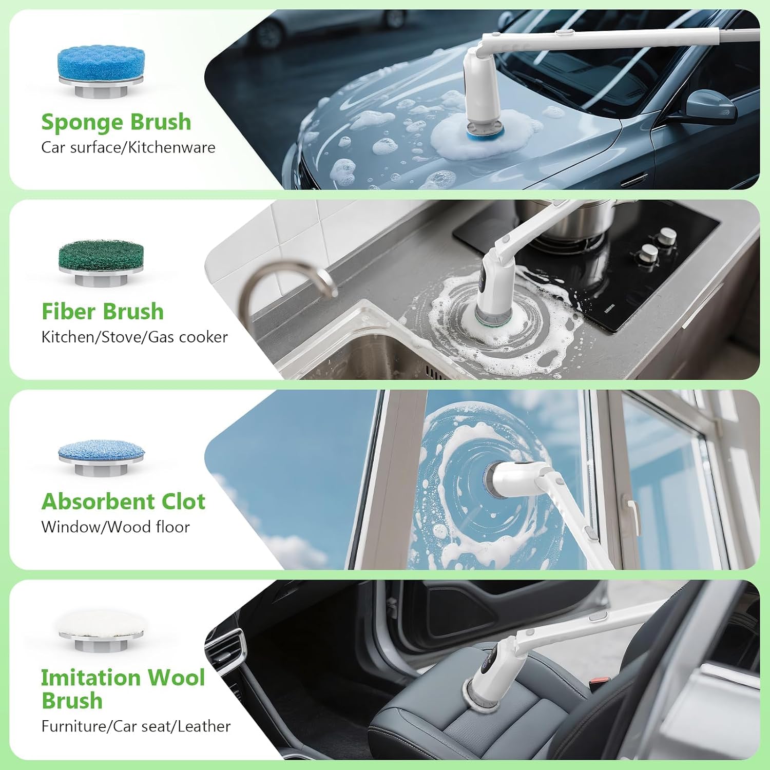 Electric Spin Scrubber, Bathroom Scrubber with Aluminum Alloy Handle | 3H Work Time, Cordless Cleaning Brush with 3-Speed, IPX7 Waterproof