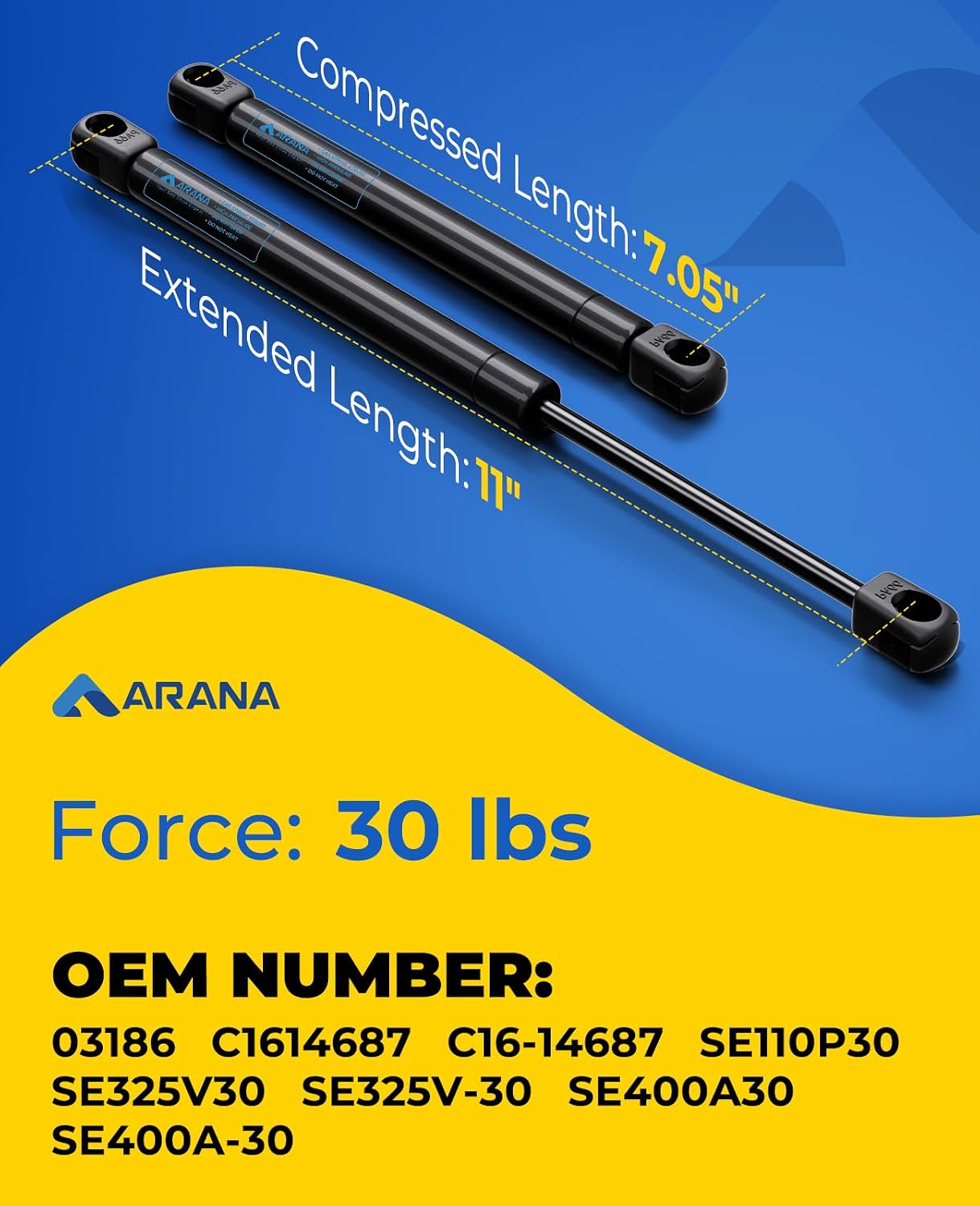 ARANA C16-11028 12 inch 40lb Gas Struts for Weatherguard Tool Box, 2PCS