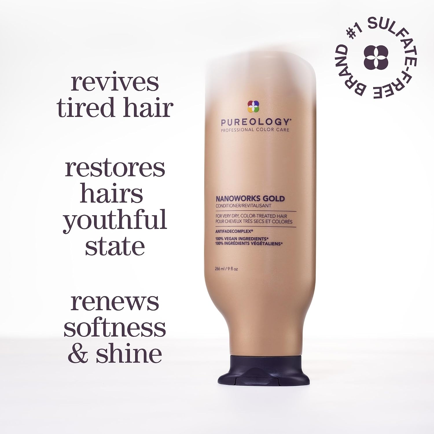 Pureology Nanoworks Gold Shampoo - For Very Dry and Color-Treated Hair, Renews Softness & Shine, Sulfate-Free