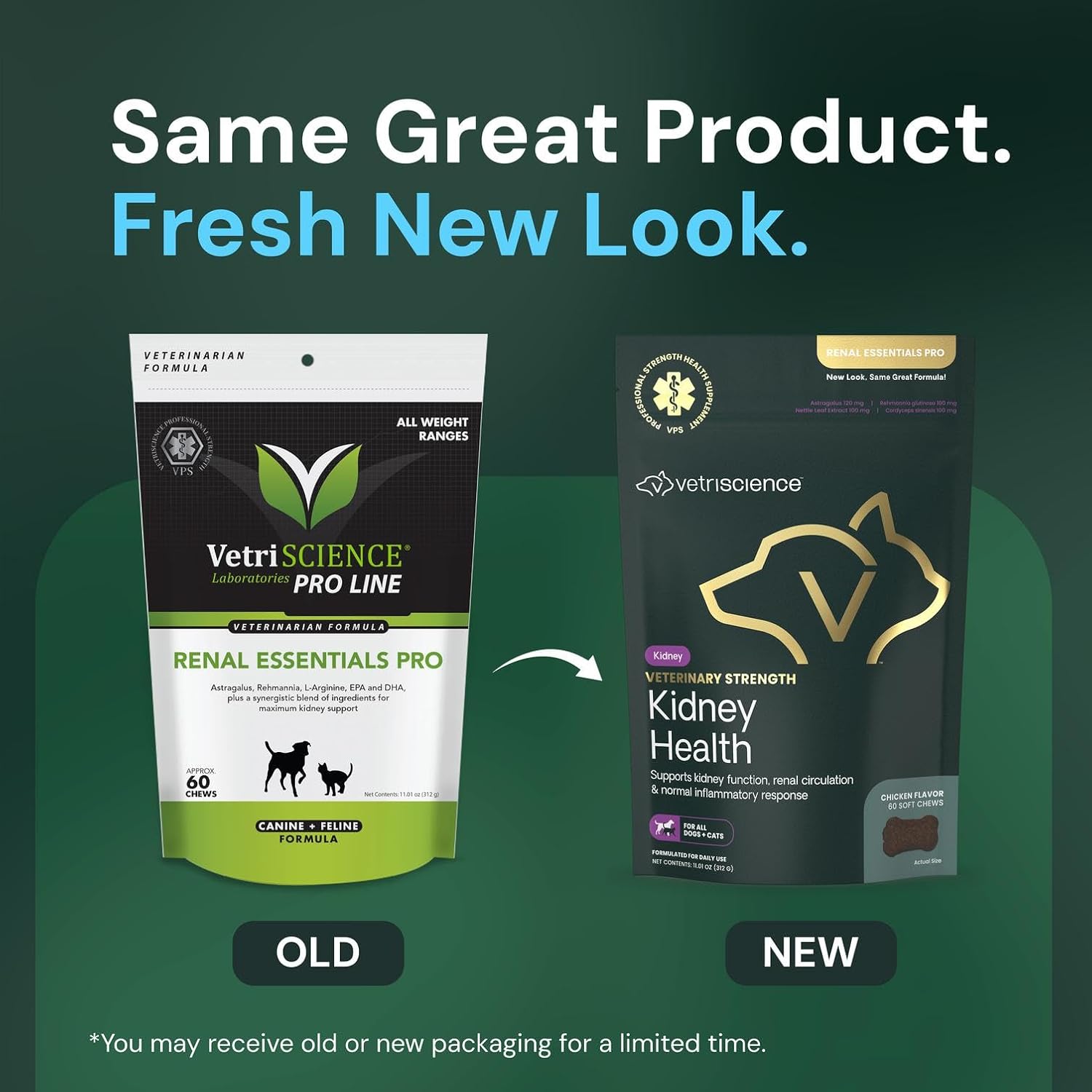 Vetriscience Veterinary Strength Kidney Health Chews - Balanced Kidney Support for Pets - Feline & Canine Renal Support - Holistic Formula - Chicken