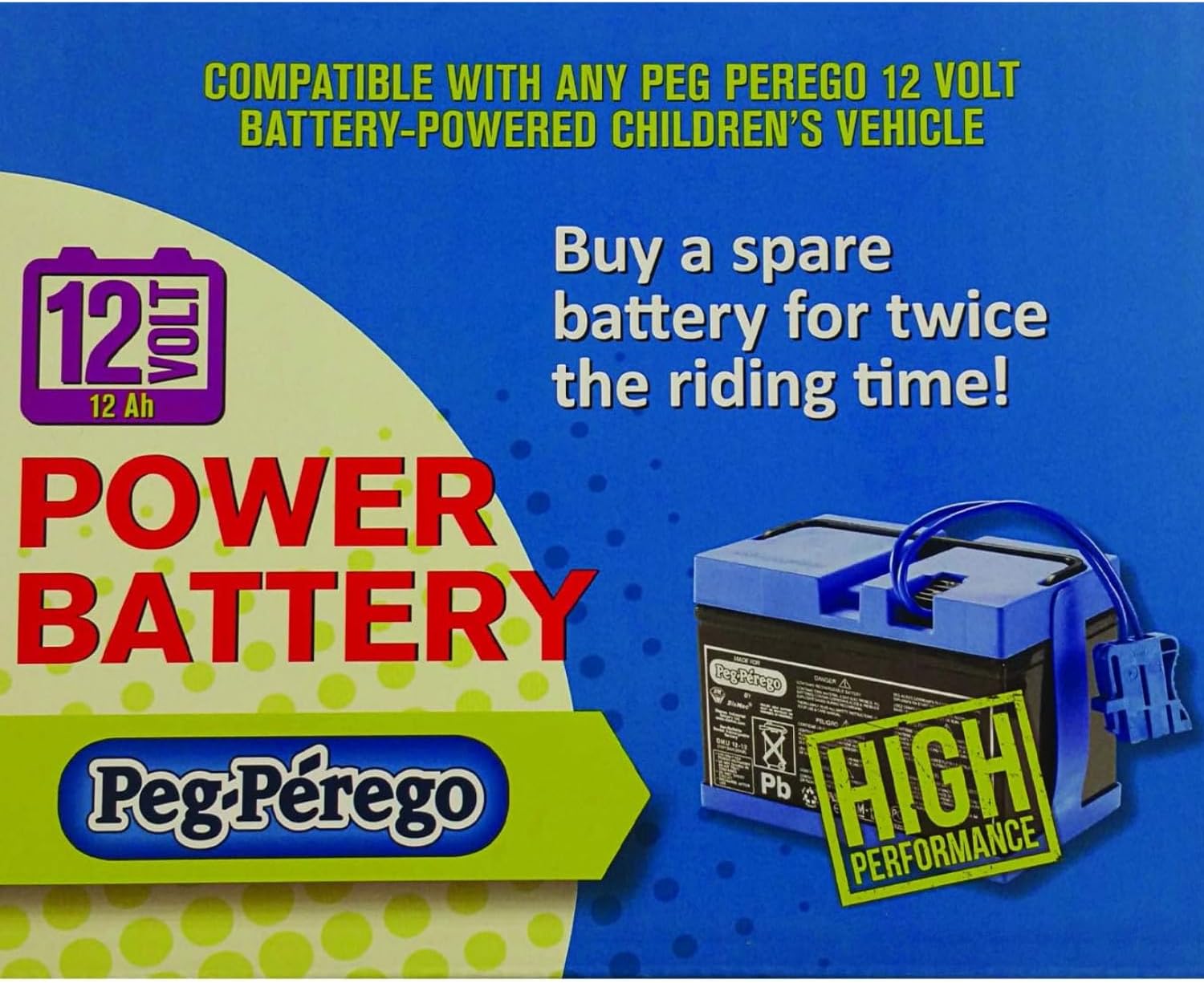 Peg Perego Official 12 Volt Replacement Battery for Ride on Toys. All Season Performance. Works with John Deere, Polaris