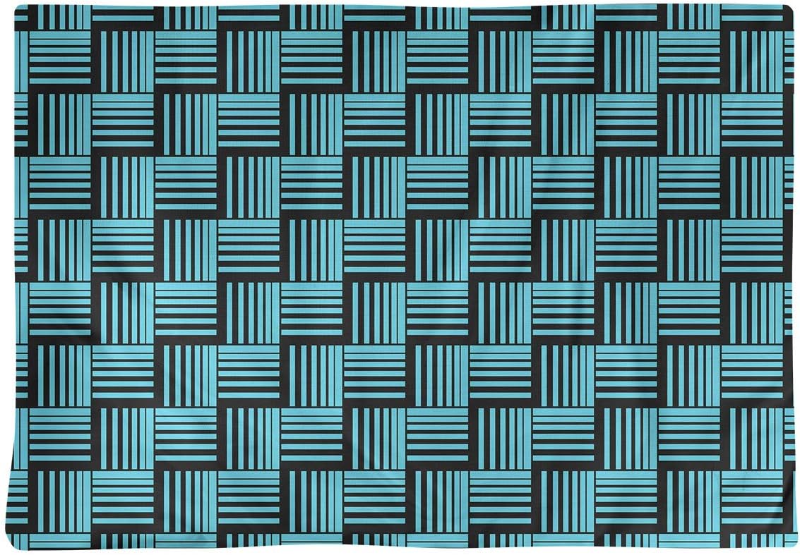 Dana Strider Black Contrast Basketweave Stripes Table Placemat, 18 x 14, Teal