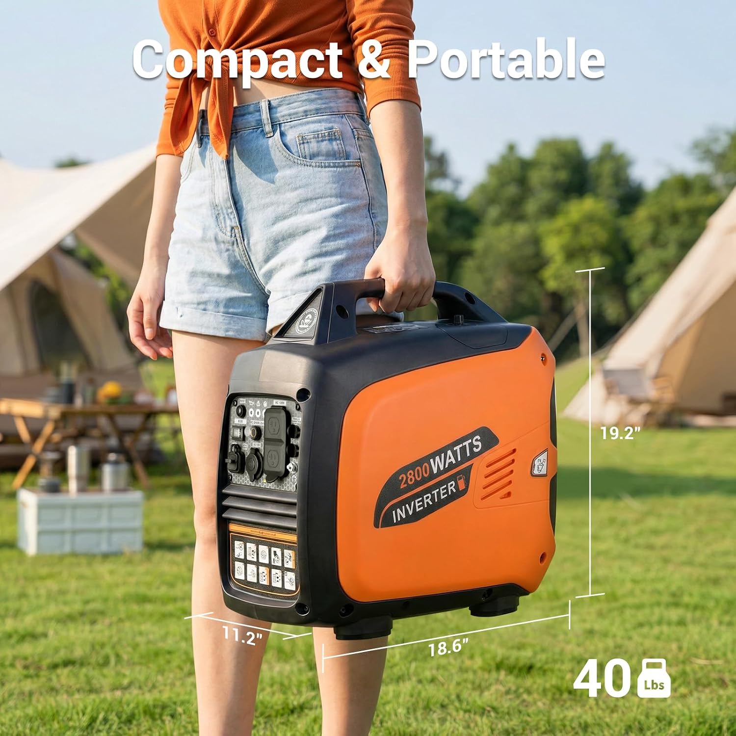 Oxseryn 2800-Watts Portable Inverter Generator, Gas Generators for Home Use, Camping, Super Quiet Emergency Home Backup, with Fuel Shut Off, 1.1Gal Fuel Tank, 39Lbs, EPA Compliant