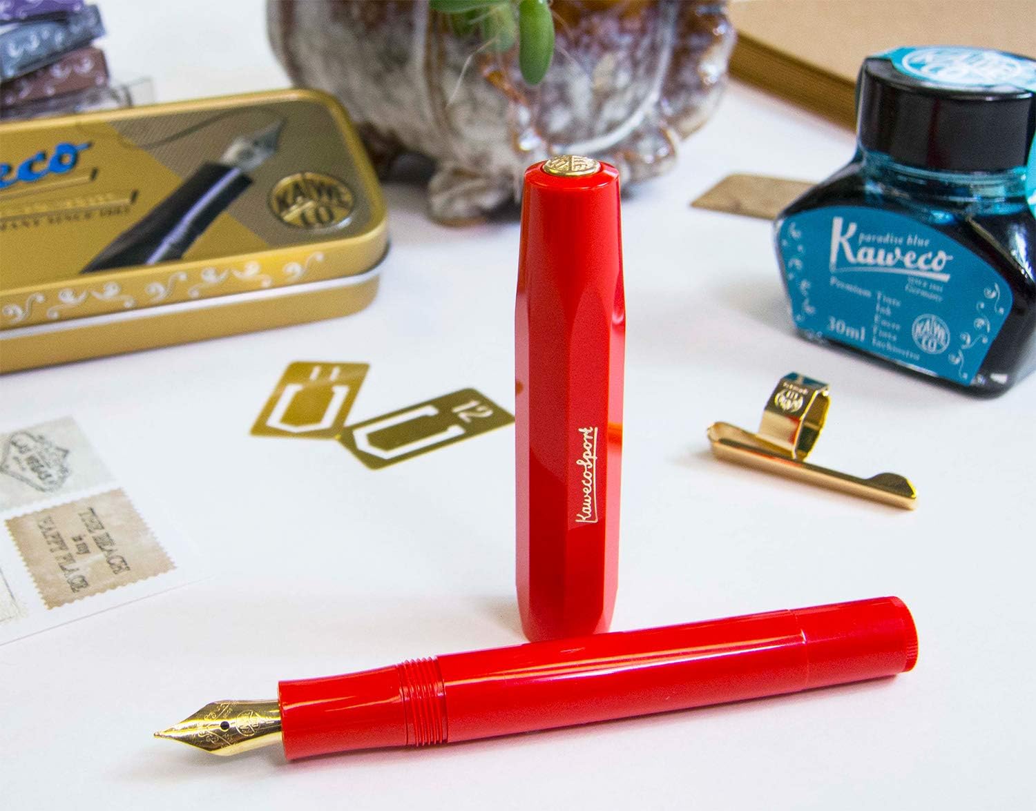 Kaweco CLASSIC SPORT Fountain Pen White with 23 Carat Gold-Plated Steel Nib and Iridium Tip for Ink Cartridges I Sport Fountain Pen 13 cm I Nib: BB (Extra Broad)