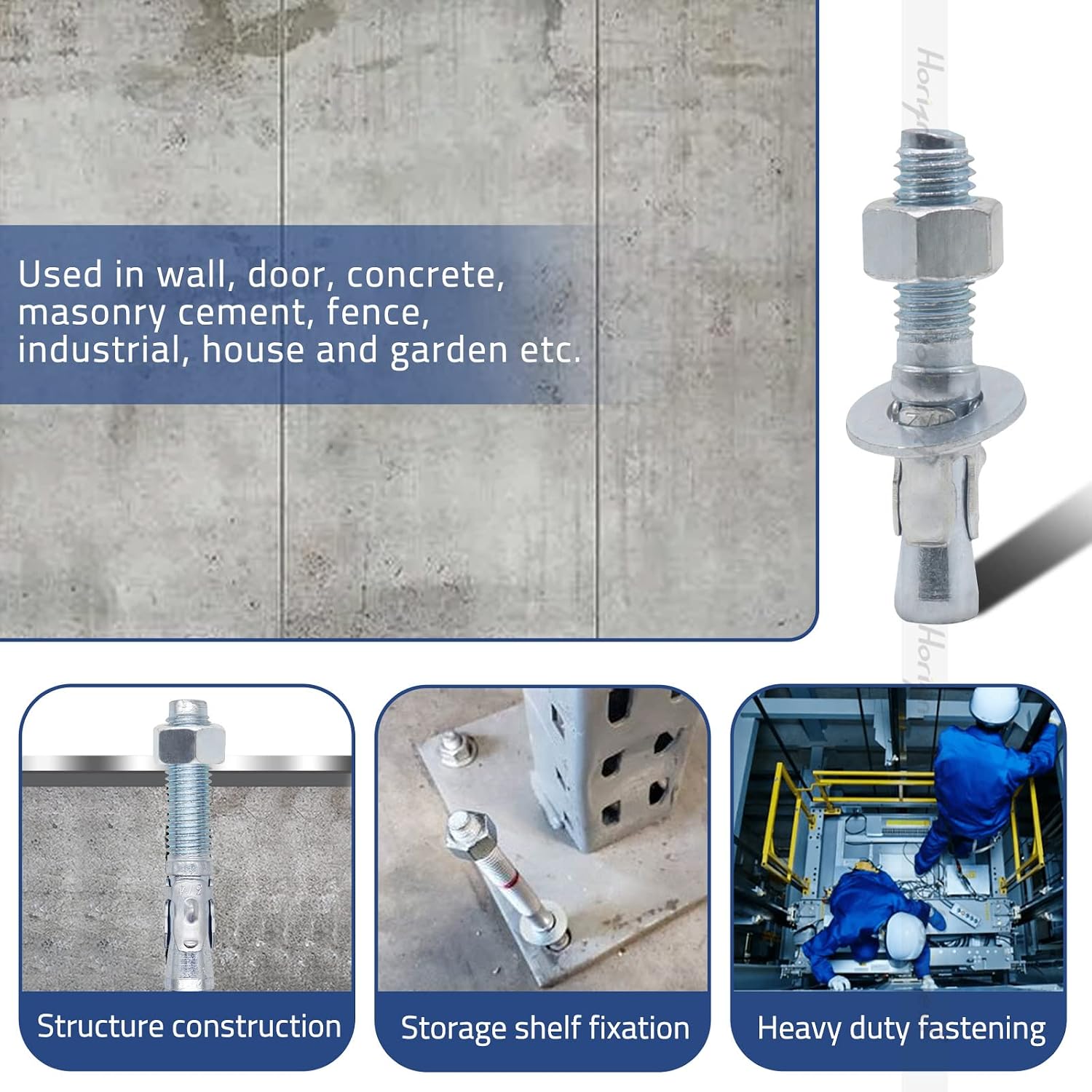 3/8 Concrete Anchors, Concrete Wall Anchors, Metal Wedge Bolts