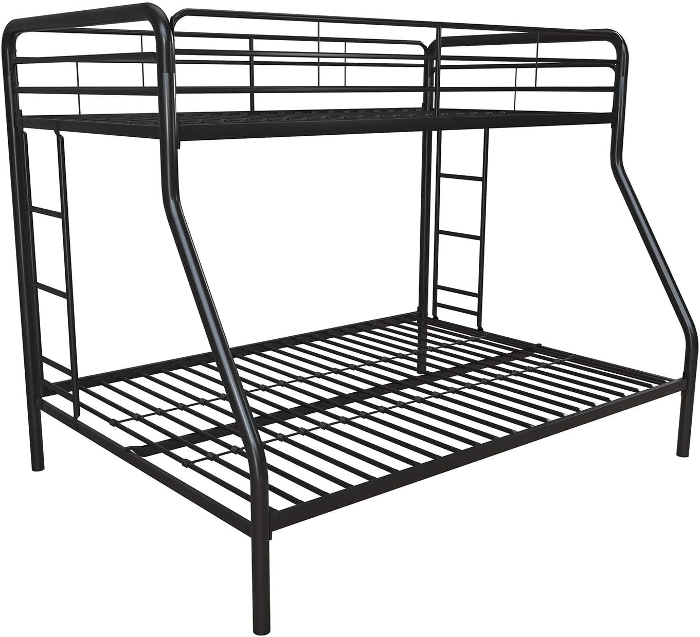 DHP Twin-Over-Futon Convertible Couch and Bed with Metal Frame, Ladder and Guardrails - Black