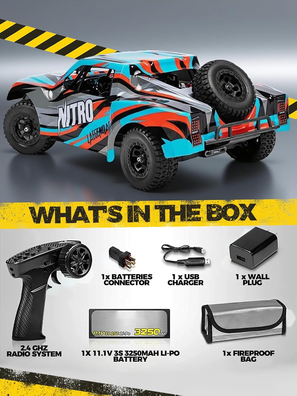 1/8 Scale Brushless RC Cars for Adults，Max 40mph Electric Off-Road Monster Truck
