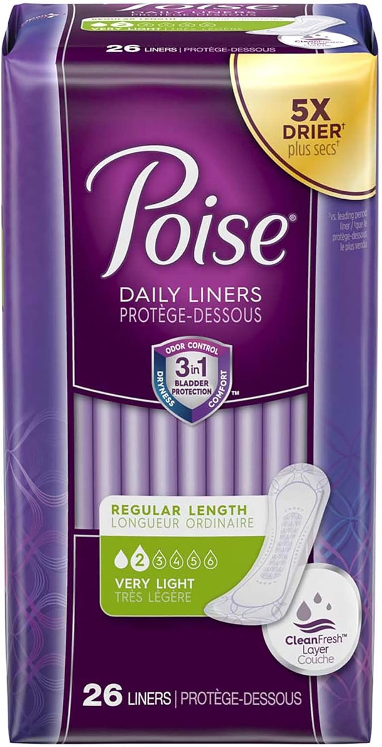 Poise Fresh Protection Female Incontinent Pad Regular Length 7.5" 19305, Light, 78 Ct
