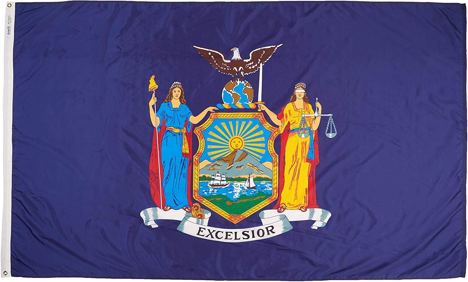 Annin Flagmakers New York State Flag USA-Made to Official State Design Specifications, 3 x 5 Feet (Model 143860) | USA-Made to Official State Design Specifications