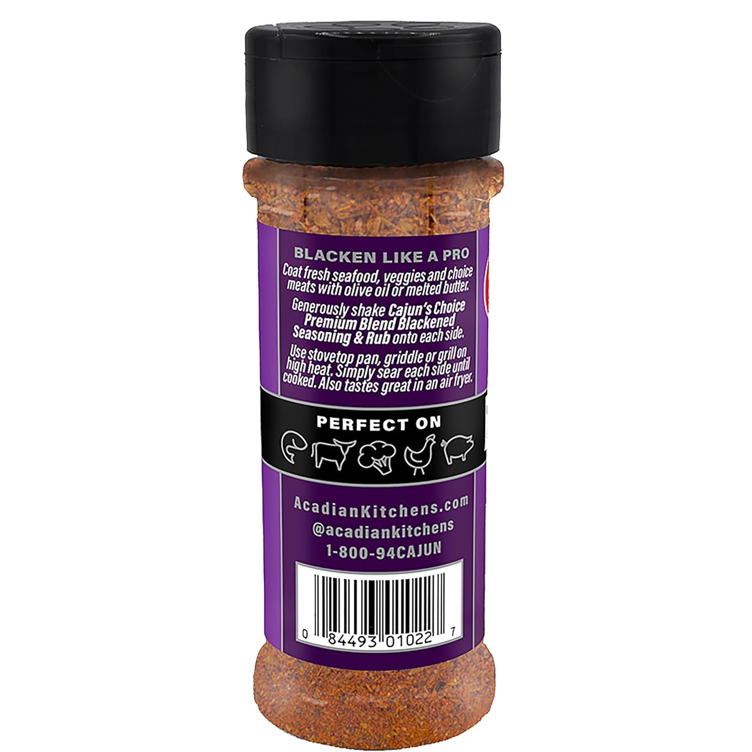 Cajun's Choice Blackened Seasoning - 2.75 oz Jar, Pack of 2, All Natural, Low Salt, Gluten-Free - Authentic Louisiana Spice for Fish & BBQ | Low-sodium, all-natural seasoning and rub for fish, seafood, chicken, pork, steak, vegetables and salads.