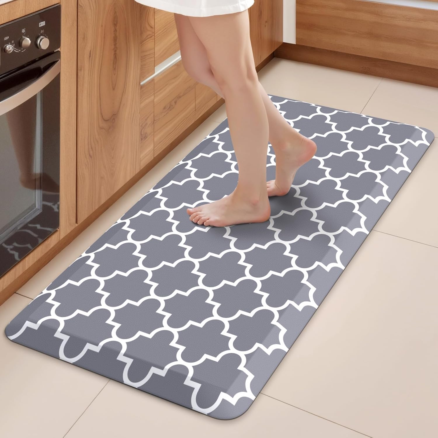 WISELIFE Kitchen Mats and Rugs Cushioned Anti-Fatigue, 17.3"x 60", Grey