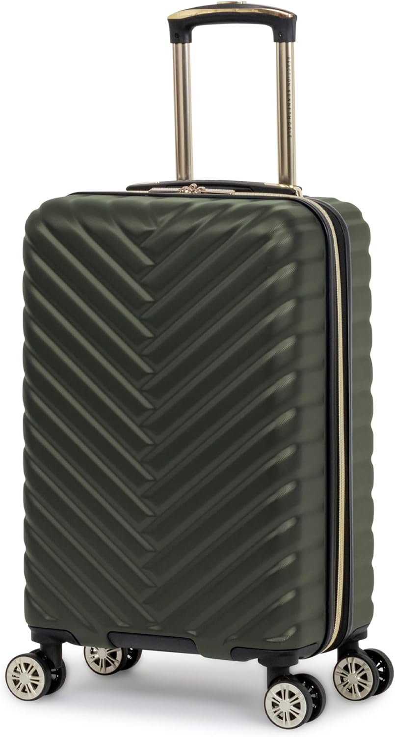 Kenneth Cole REACTION Madison Square Lightweight Hardside Chevron Expandable Spinner Luggage, Black, (28-Inch Checked)