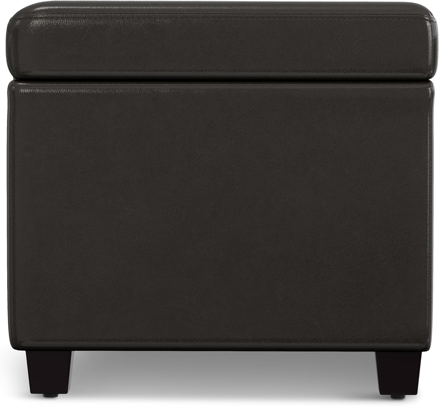 SIMPLIHOME Avalon 54" Wide Vegan Leather Storage Ottoman in Tanners Brown