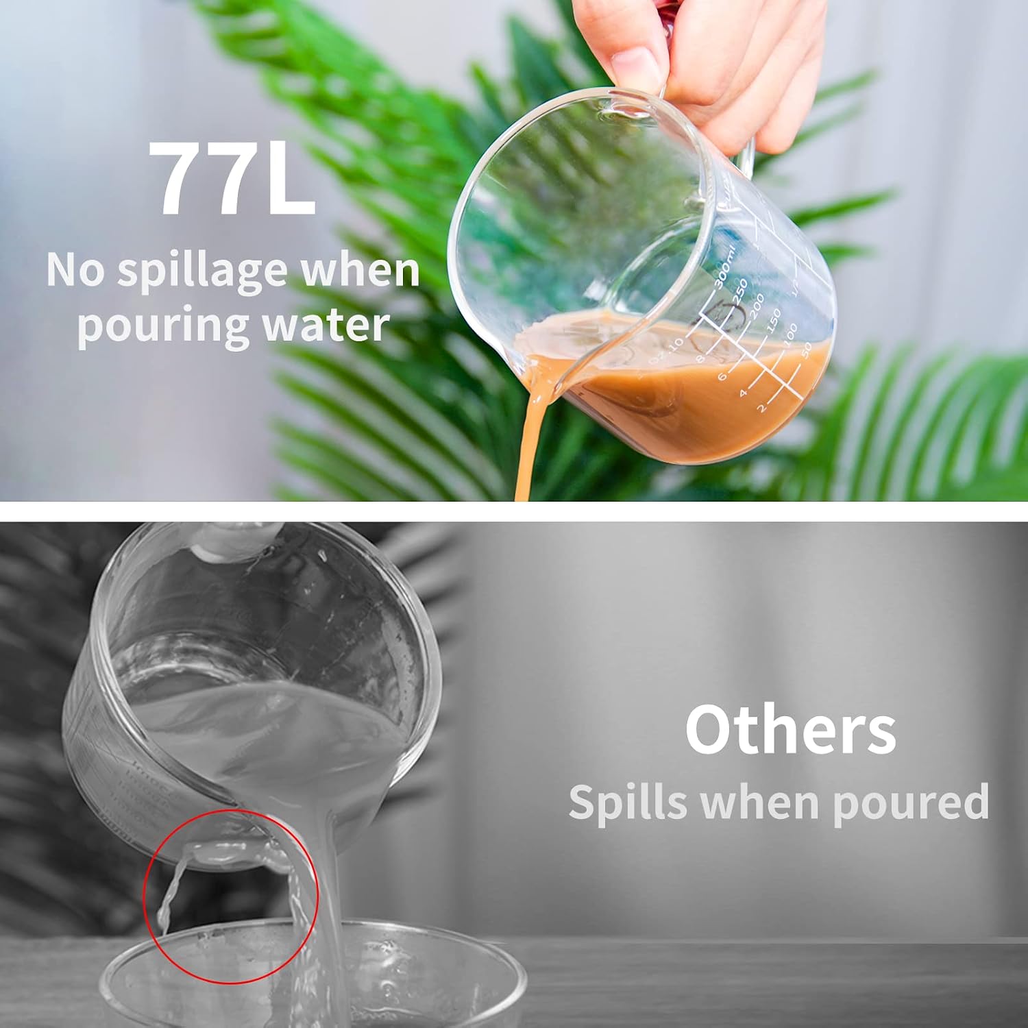 2 Cup Glass Measuring Cup, [Insulated handle, V-Shaped Spout], High Borosilicate Glass Measuring Cup for Kitchen or Restaurant, Easy To Read, 500 ML (0.5 Liter, 2 Cup)