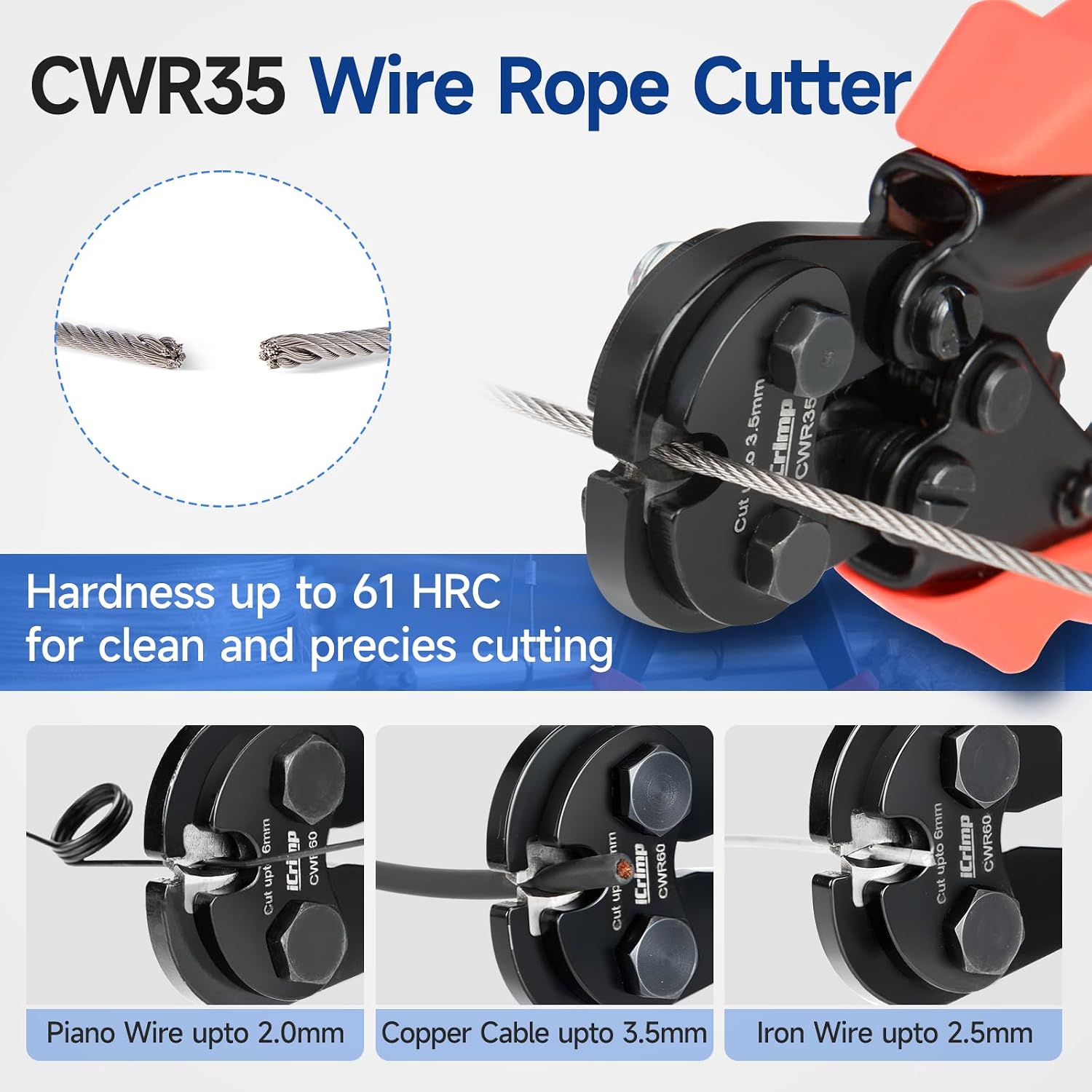 iCrimp IWS-1608M4 Wire Rope Crimper 3/64" to 1/8" 4 Dies | High carbon steel swaging tool for aluminum oval, double-barrel & annealed copper sleeves; ideal for railing, cable & fishing