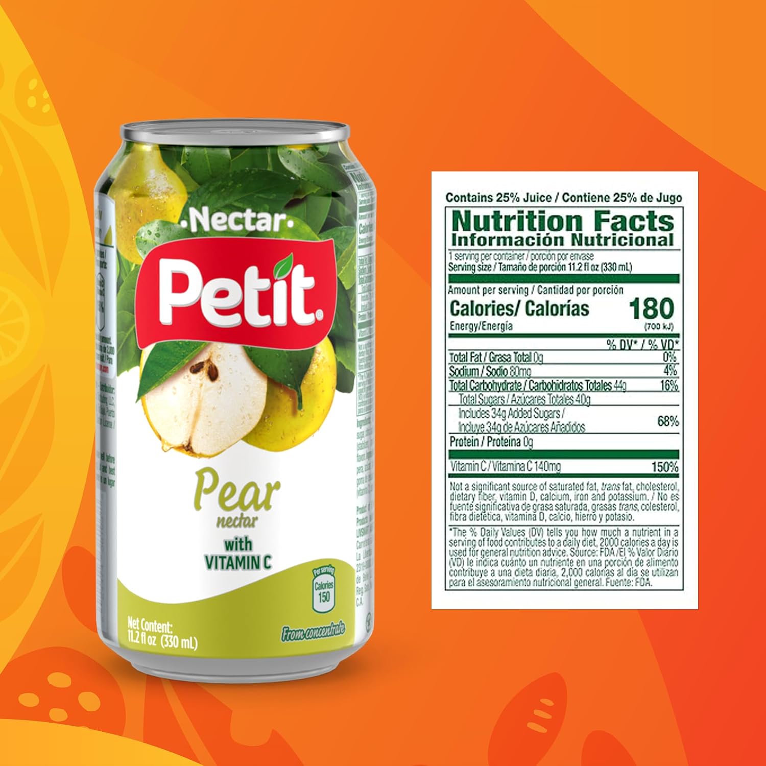 Petit Pineapple Nectar, 330 ml Cans (Pack of 24) – Refreshing Tropical Fruit Juice Beverage