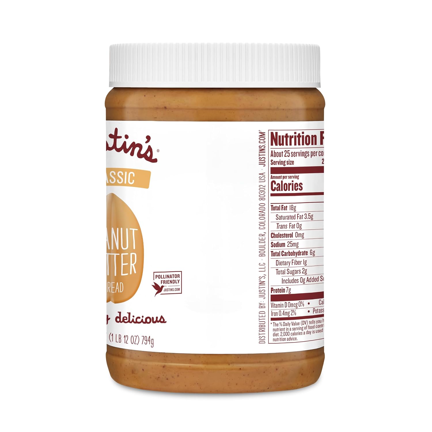 Justins, Peanut Butter Blend Honey Jar, 16 Ounce