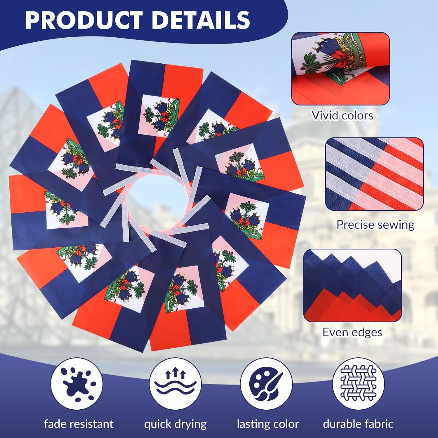 Nicaragua Flag Banner, Small Mini Nicaraguan Flags Patriotic Decoration for Party, Classroom, Sports Events, 33 Feet 30 Flags