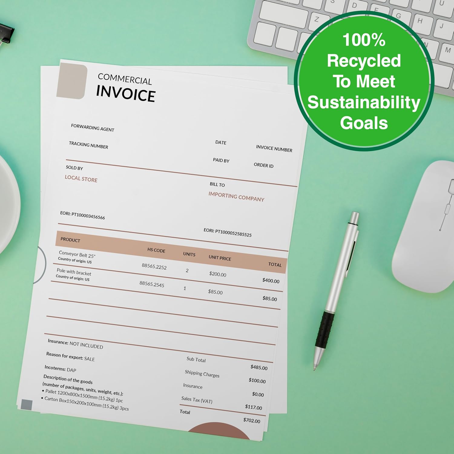 PrintWorks 100% Recycled Printer Paper 8.5" x 11" White - 20 lb Copy & Multipurpose Computer Paper - 1 Pack, 400 Sheets - Made in the USA - 92 Bright - Printer & Copier Compatible (00018)