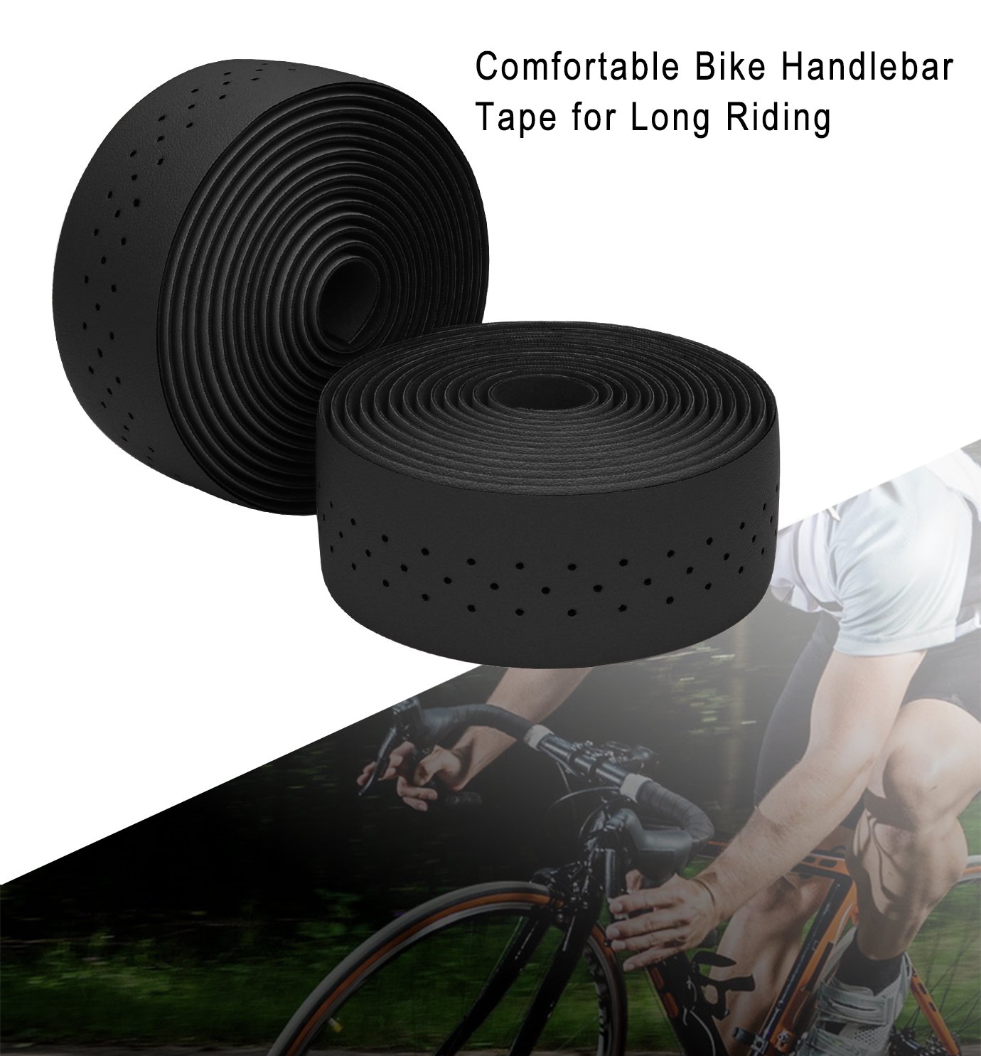 TOPCABIN® Camouflage Series Comfort Gel Road Bike Handlebar Tape Bike Bar Tape with Reflective Bar Plugs (Dark Brown(PU a Pair))