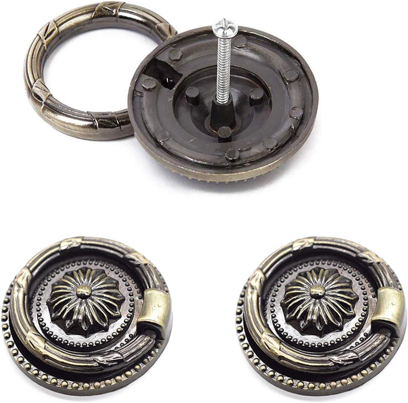 1.77 Inch Bronze Antique Drawer Pulls for Cabinet, 6 Packs