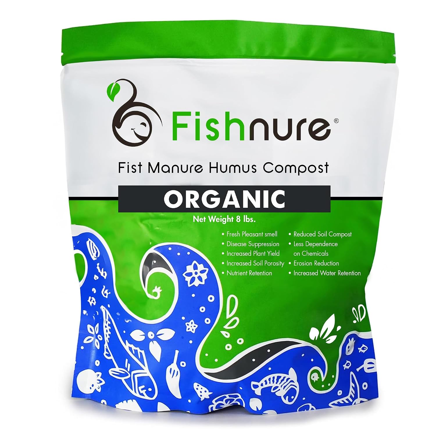 Fishnure - Humus Fish Compost Fertilizer for Indoor Plants, Outdoor Houseplant Fertilizer Supports Natural Production of Plant Food for Houseplants