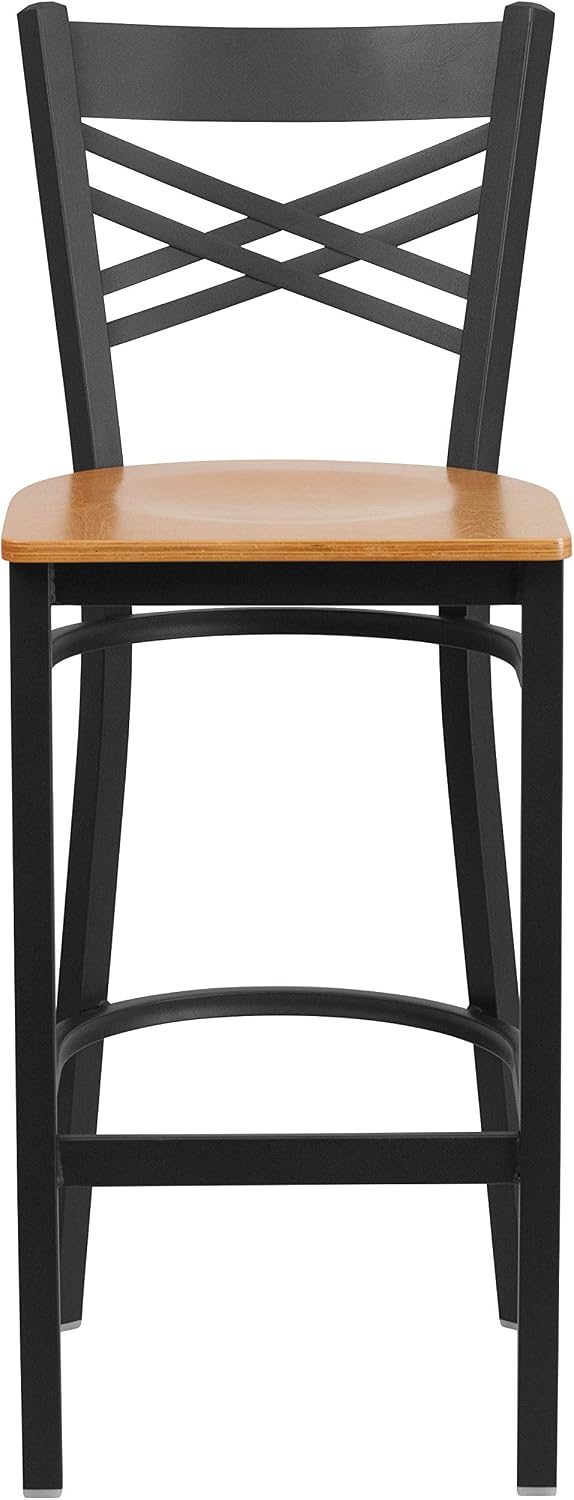 Flash Furniture Hercules Metal Restaurant Barstool, Black | X Back Style, Vinyl Upholstery, Durable Construction, Commercial Use