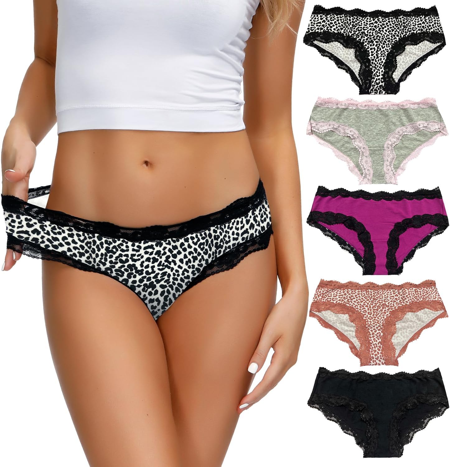 Women’s Underwear Soft Breathable Cotton Brief Ladies Panties 5-Pack