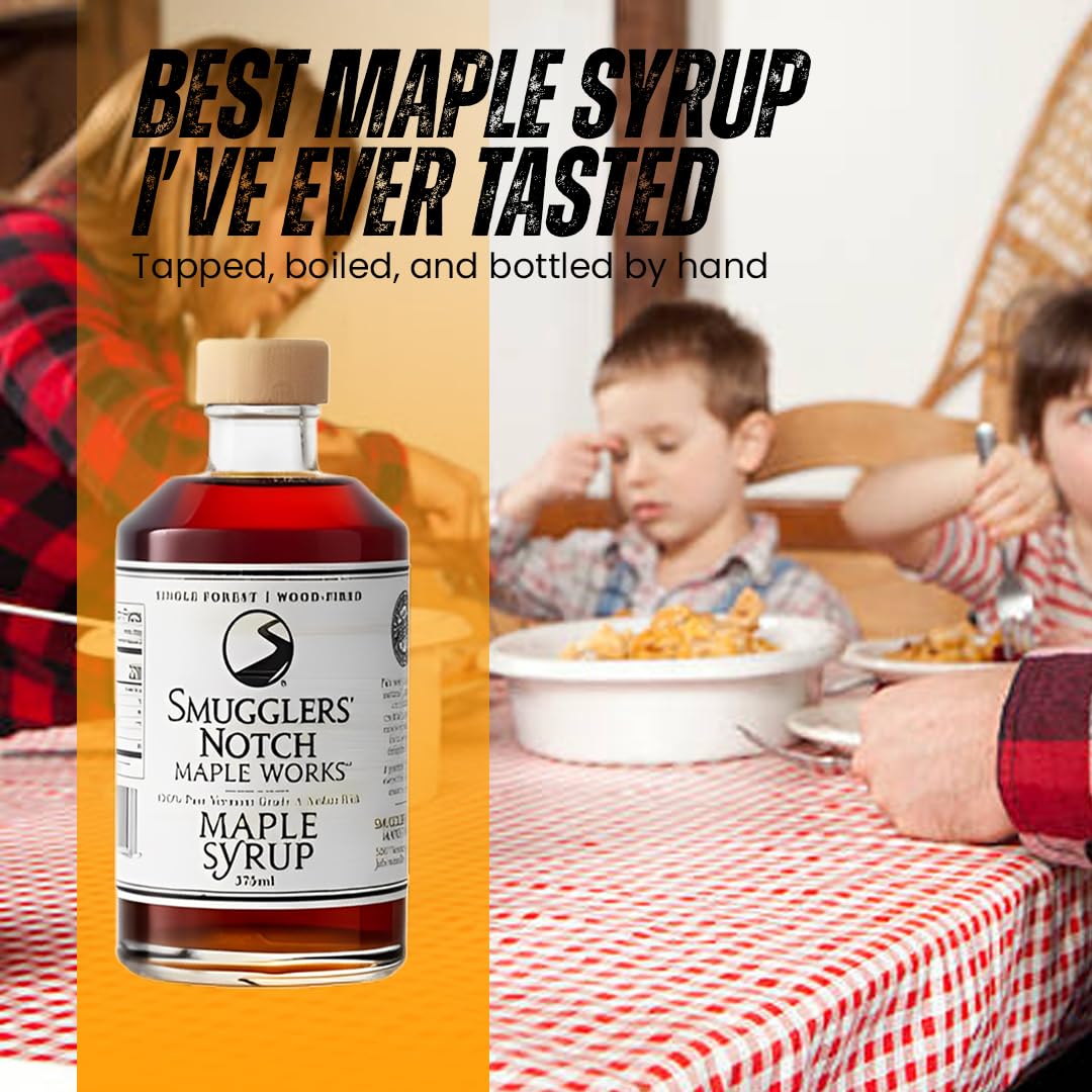 Smugglers’ Notch Maple Works – Bourbon Barrel Aged – 100% Pure Vermont Maple Syrup – Natural Sweetener & Gluten Free – Rich Taste – Waffles and Pancakes, Cocktails, Marinades, 3.38 Fl Oz. (100 mL)