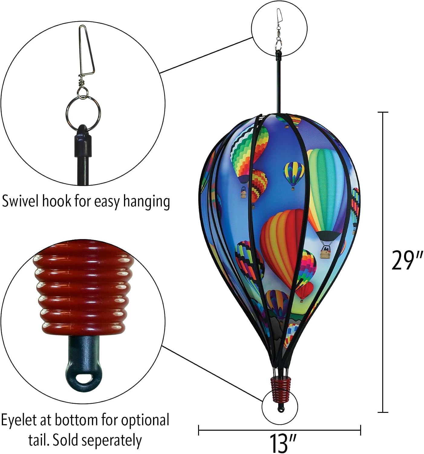 In the Breeze 0990 USA Flag 10-Panel Hot Air Balloon Wind Spinner