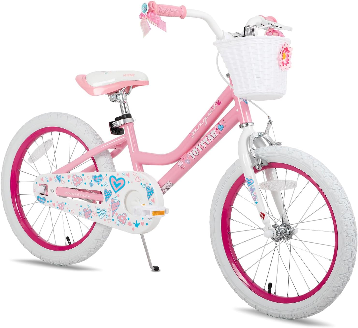 JOYSTAR Angel Girls Bike for Toddlers and Kids Ages 2-12 Years | 12-20 Inch Kids Bike with Training Wheels & Basket, 20 24“ Bicycle with Kickstand