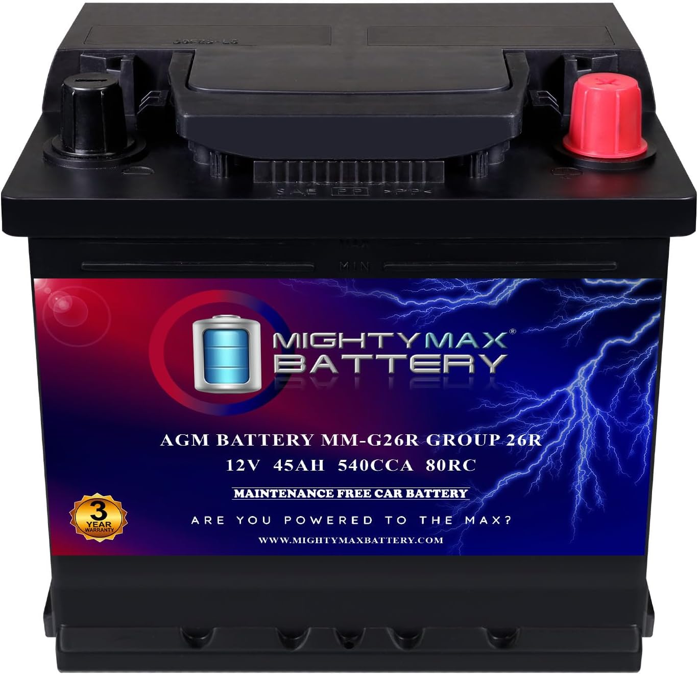 Mighty Max Battery MM-H8 Start and Stop Car BCI Group 49 12V 95Ah, 160RC, 900 CCA Rechargeable AGM Car Battery
