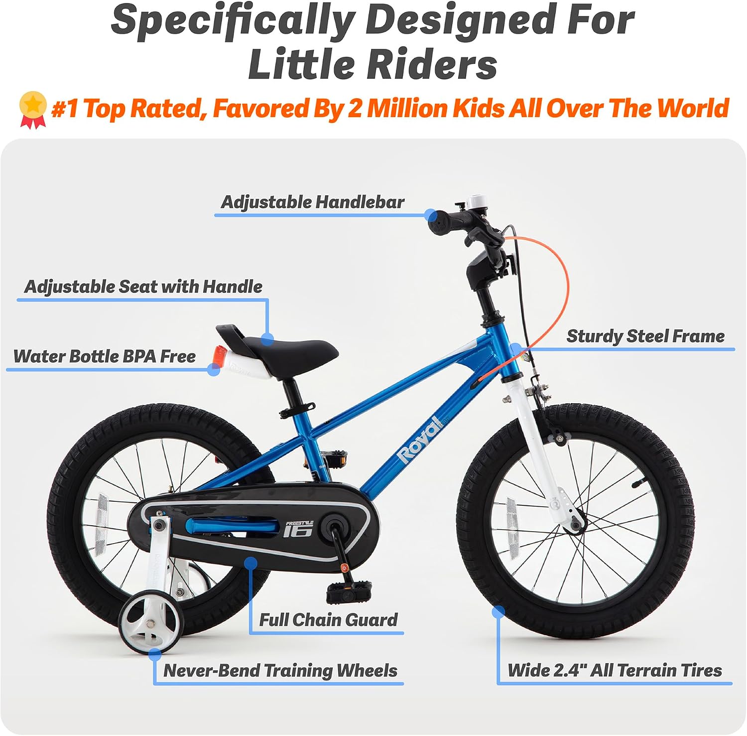 RoyalBaby Freestyle Kids Bike 12 14 16 18 20 Inch Bicycle for Boys Girls Ages 3-10 Years, Multiple Color Options