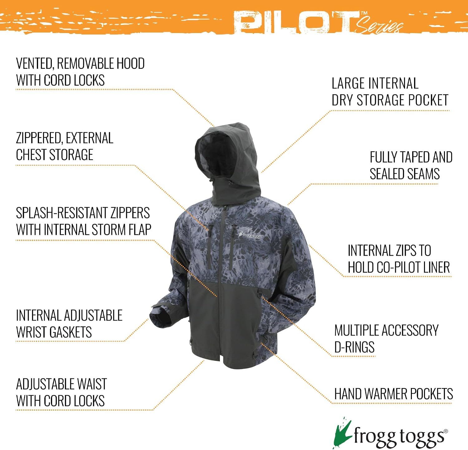 FROGG TOGGS Men's Pilot 2 Guide 3-Layer Waterproof Breathable Rain Jacket
