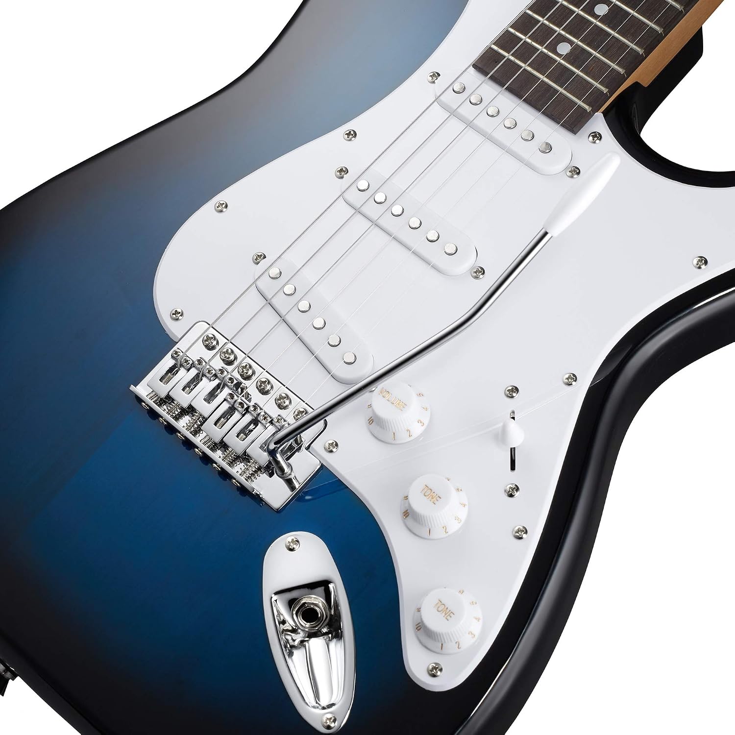 Ashthorpe 39-Inch Electric Guitar (Blue-Black), Full-Size Guitar Kit with Padded Gig Bag, Tremolo Bar, Strap, Strings, Cable, Cloth, Picks