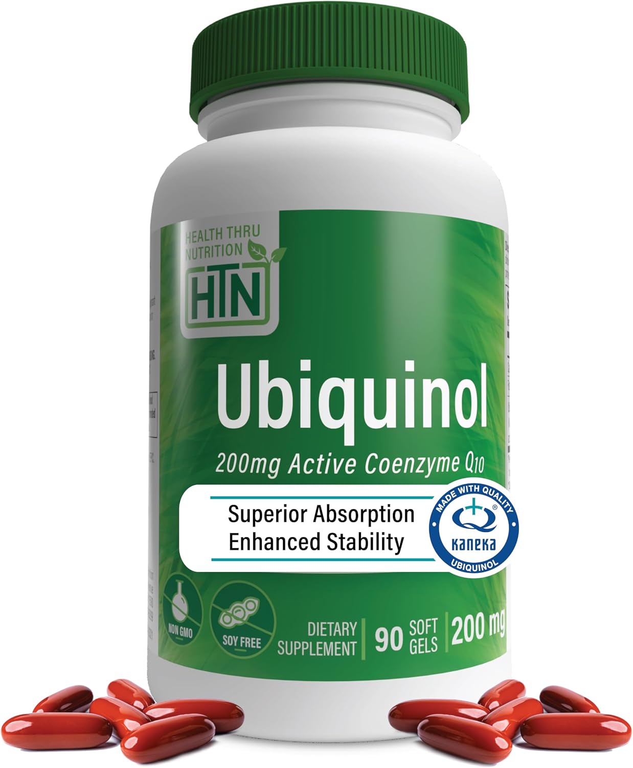 Health Thru Nutrition Ubiquinol 200mg 30 Softgels as Kaneka QH Reduced CoQ-10 | Stabilized - 3rd Party Tested | Enhanced Bioavailability | Cardiovascular & Mitochondria Function Support | Non-GMO | Reduced Form CoQ-10 Supplement, High Absorption, Cardiov…