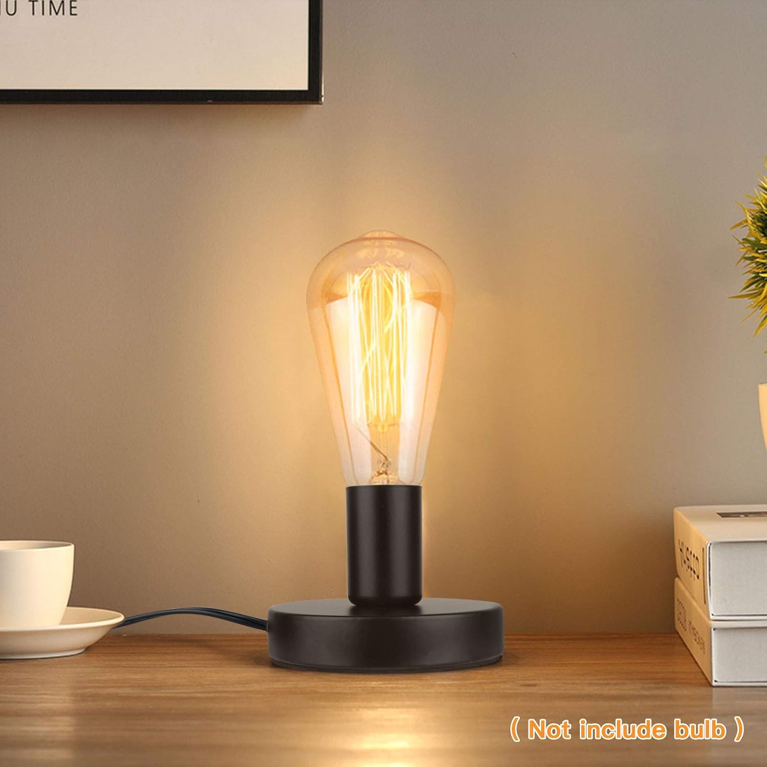 Helunsi Industrial Table Lamp Base, Black E26 E27 Lamp Base Without Shade