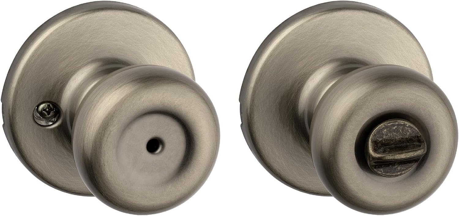Kwikset Tylo Interior Privacy Door Knob with Lock, Door Handle For Bathroom and Bedroom, Polished Brass Keyless Turn Lock Doorknob, 1 Count (Pack of 1)