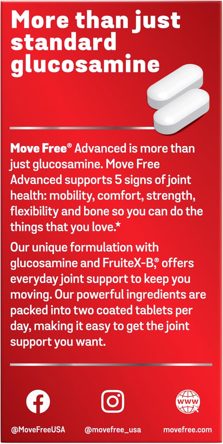Move Free Advanced Glucosamine Chondroitin + Calcium Fructoborate Joint Support Supplement