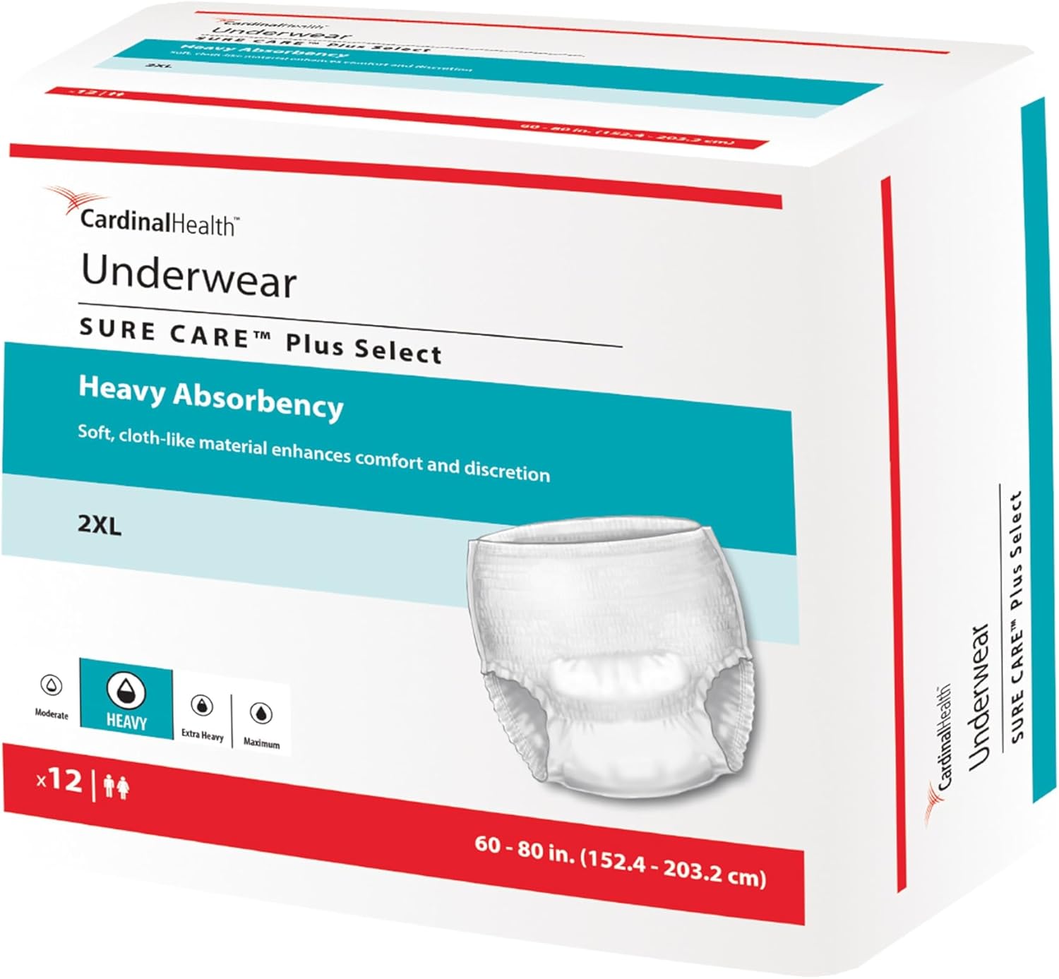 Cardinal Health™ Protective Underwear, Sure Care™ Plus, Heavy Absorbency, Large, Pull-On Adult Disposable Underwear with Tear-Away Seams