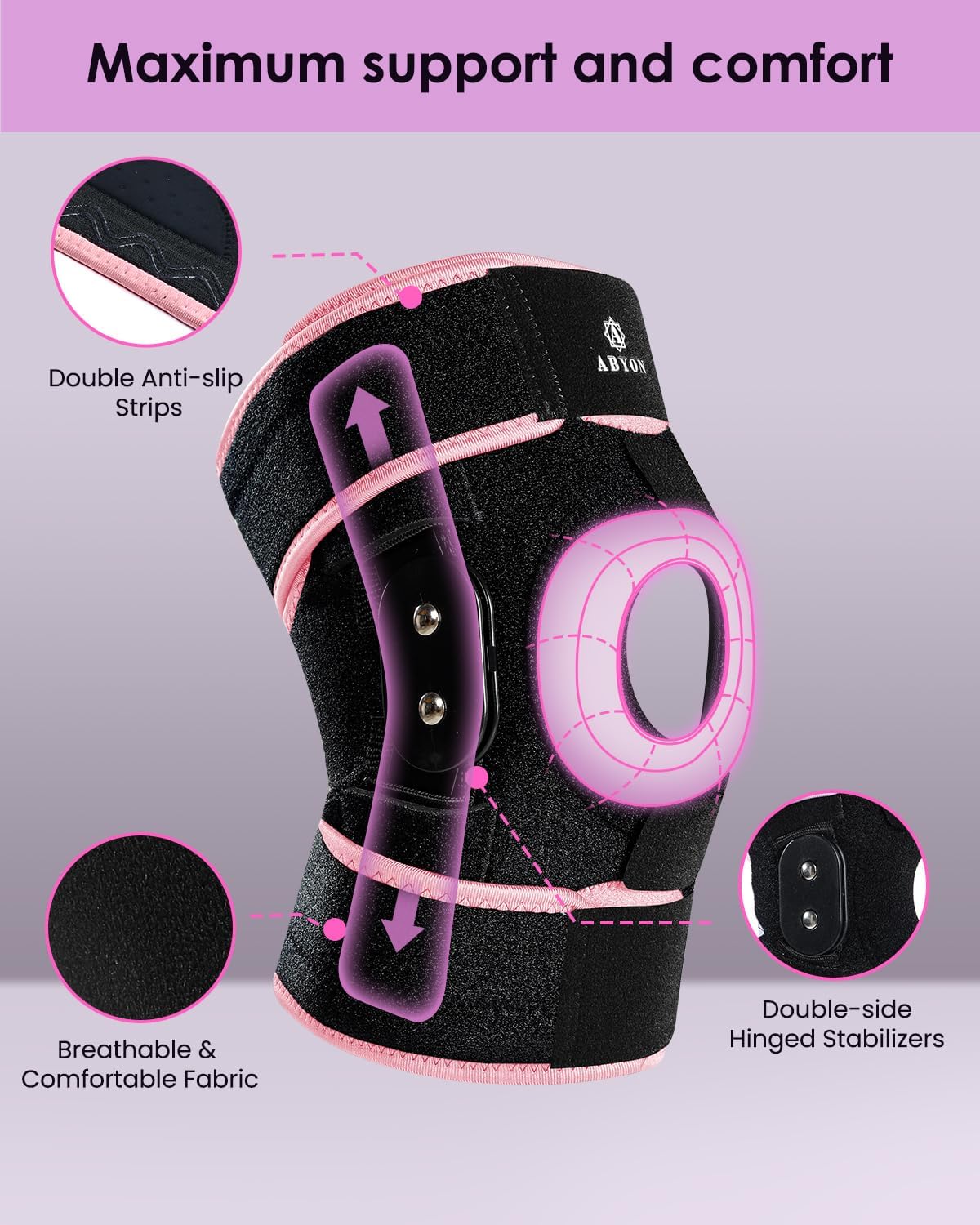 Lightweight Hinged Knee Brace for Meniscus Tear, Arthritis, ACL, MCL Pain – Adjustable 360° Wraparound Strap & Dual-Side Stabilizers for Maximum Knee Support & Injury or Surgery Recovery for Men and Women