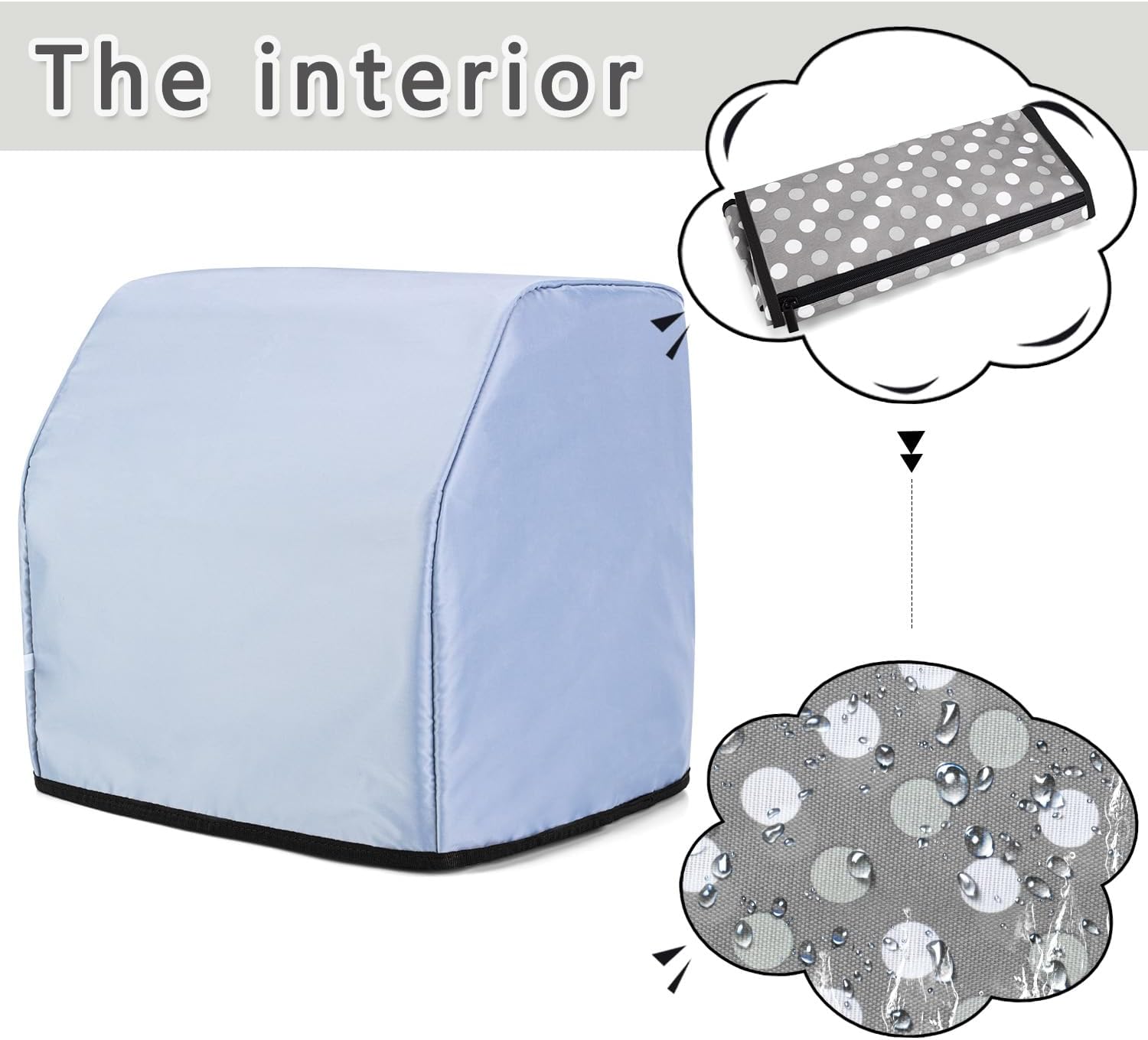 LUXJA Serger Machine Cover with Storage Pockets, Gray Dots